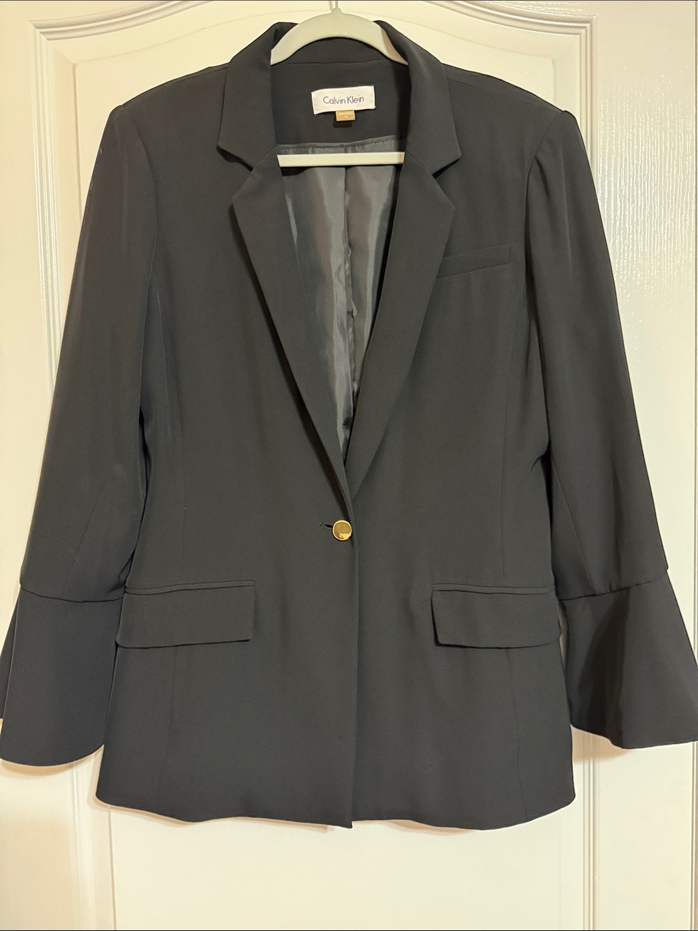 Calvin Klein Black Single-Button Blazer with Gold Button
